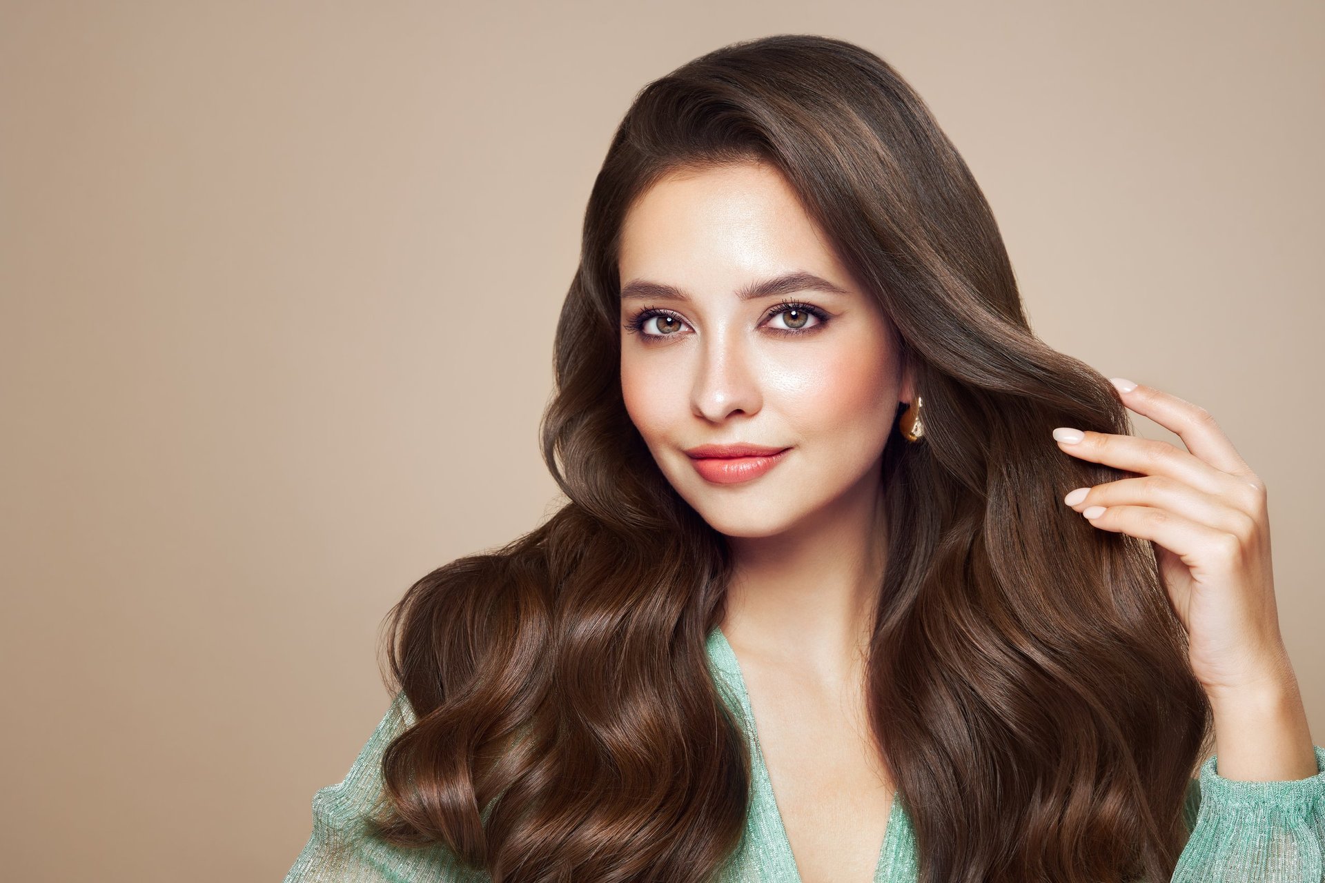 Brunette girl with perfect makeup